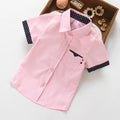 School Boys Shirts Short Sleeve Blouses For Boys Children Clothing Cotton Turn-Down Collar Kids Tops 5 7 9 11 13 15 Years Old