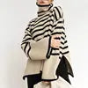 One Size Striped High Neck Sweater for Women's New Autumn Loose Design Sense Knitted Shirt Color Matching Pullover Sweater