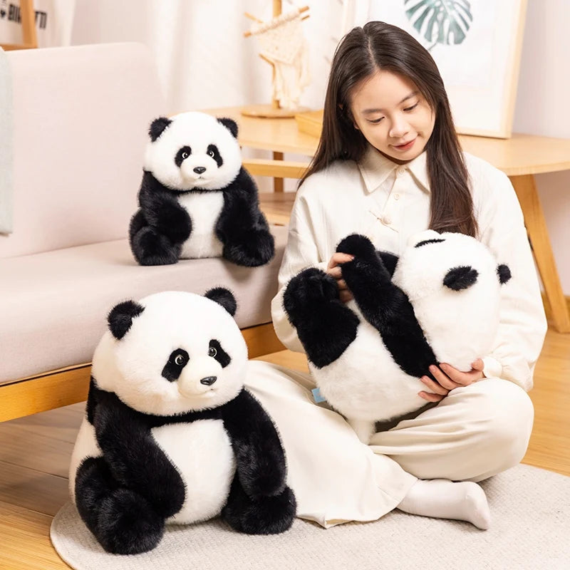 Lifelike Simulation Panda Plush Toy Soft Bear Doll Peluche Animal China Mascot PP Cotton Filled Stuffed Animals OPP Bag Custom