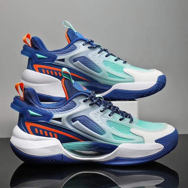 New Design Brand Logo Custom Professional Men Outdoor Sports Sneakers Luminous Hollowed Breathable Men Basketball Shoes