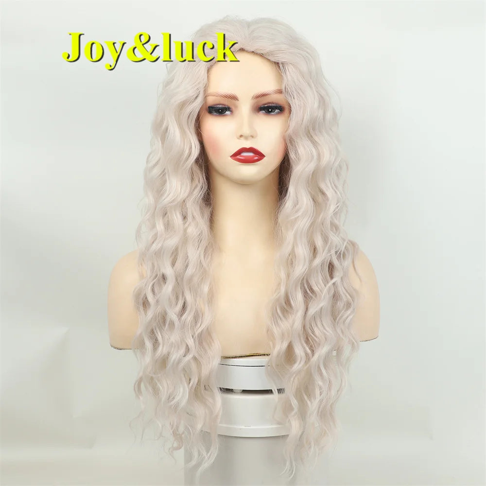 Wholesale Factory Long Women's Wigs  Lavender Silver Ombre  Natural Wavy  Dark Hair Roots Women's Synthetic Cosplay Hair Wigs