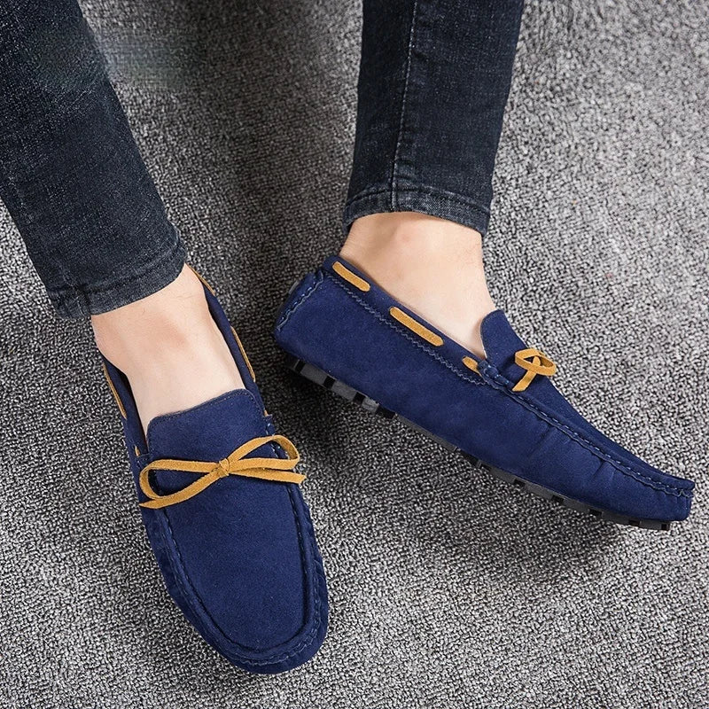 2025 Mens Moccasin Gray Brown Black Loafers Men Leather Shoes Luxury Designer Brand Fashion Sneakers Flats Slip on Lightweight