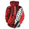 High Quality Hoodies Men Polynesian Tribal Design Red Oversized Hoodie Unisex Streetwear Hoodie