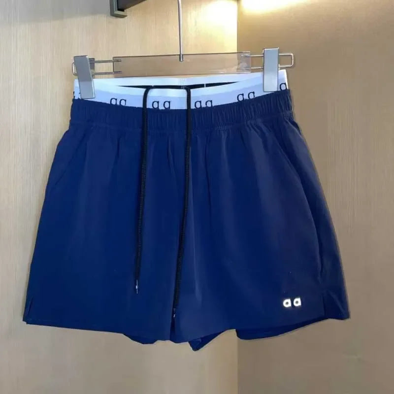Yoga Stretch Shorts Women Shorts Luxury Waist Elastic Band Letters Shorts Casual Lady Yoga Slimming Wide Leg