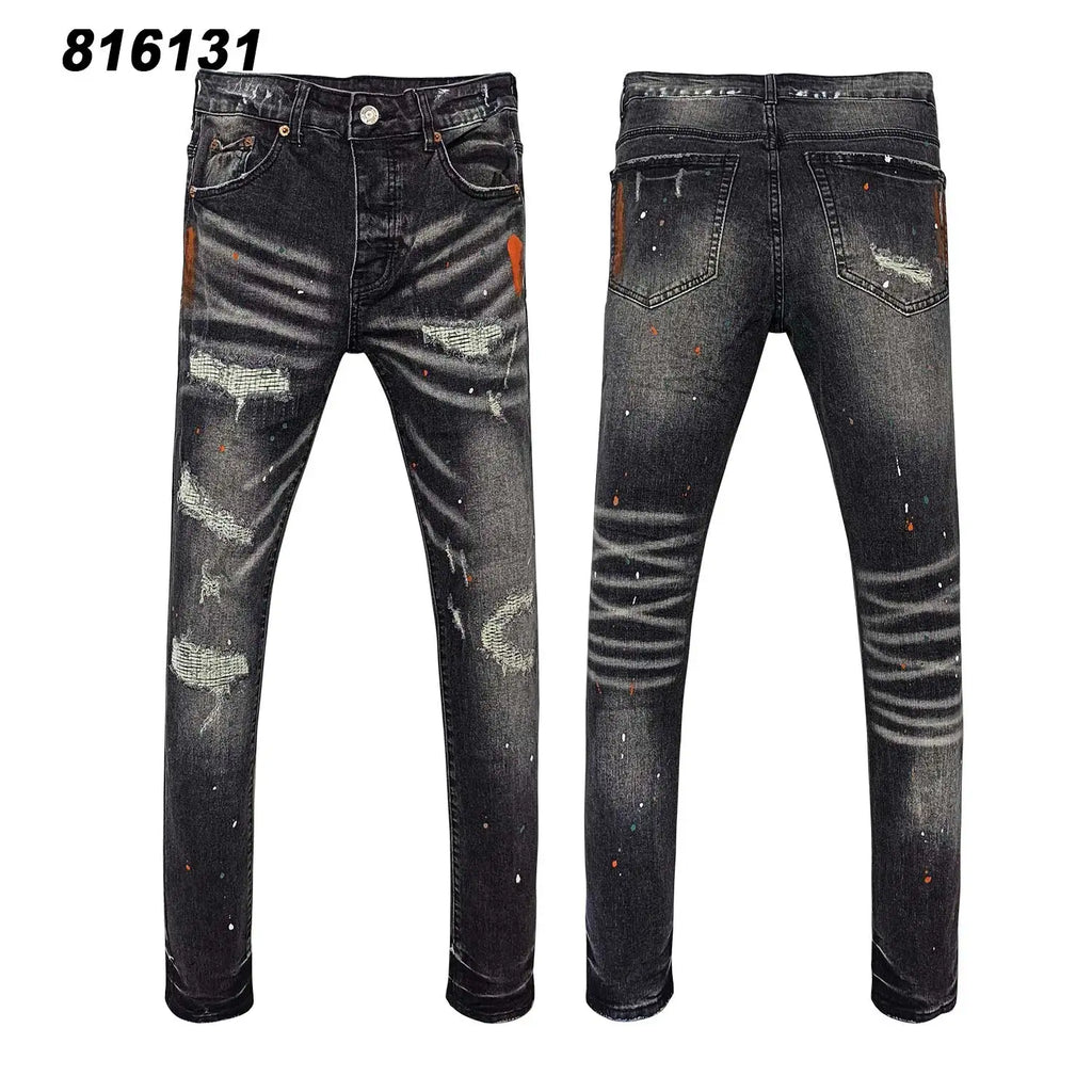 Wholesale Streetwear Jeans Pleated Tapered Trousers Men Elastic Damaged Beggi Pants Slim Fit Jeans