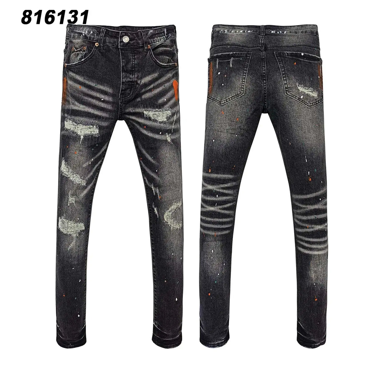 Wholesale Streetwear Jeans Pleated Tapered Trousers Men Elastic Damaged Beggi Pants Slim Fit Jeans