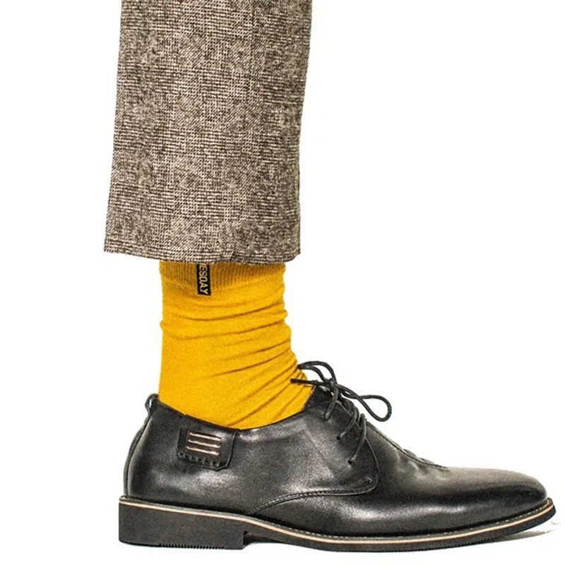 7 Pairs Fashion Mens Socks Combed Cotton Solid Color Business Socks For Man British Style Multi-colored Week Socks For Men Dress