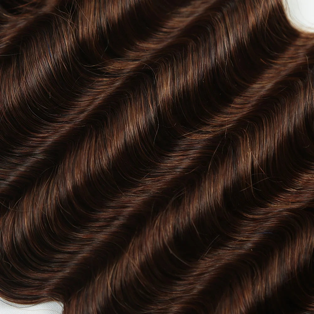 4# Bulk Human Hair for Braiding Color Double Drawn Deep Wave Bulk Human Hair No Weft Bundles for Boho Knotsless Braids