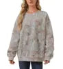 Women's Camouflage Sports Knit Shirt Maple Leaf Print Sweaters Oversized Loose Casual Sweater Large Size