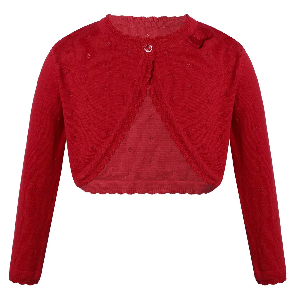 Bow Red Kids Cardigan Sweater Girl Outerwear Long Sleeve Cotton Girls Jacket For 2 4 6 8 10 12 13 Years Old Children Clothes