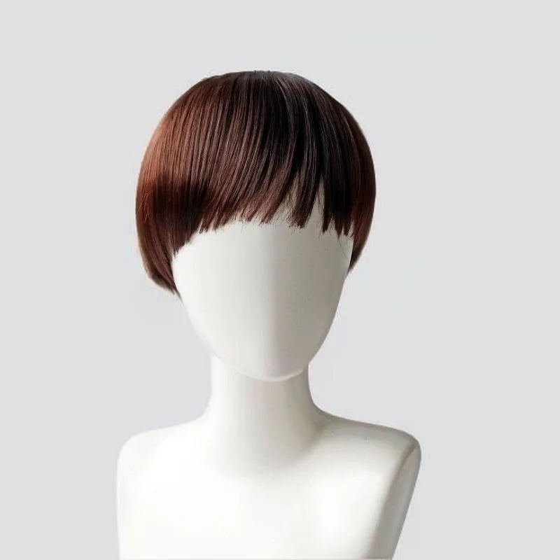 Men's / women's Mushroom Cut Straight Hair Machine Made 100% Density European American Fashion Short Wig Non-Lace Full Head Cover 110g