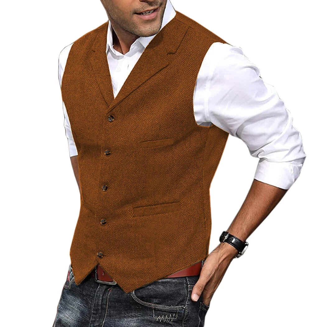 Casual Mens Brown Vest Silver Slim Fit V Neck Tuxedos School Party Green Waistcoat For Wedding Banquet Nightclub