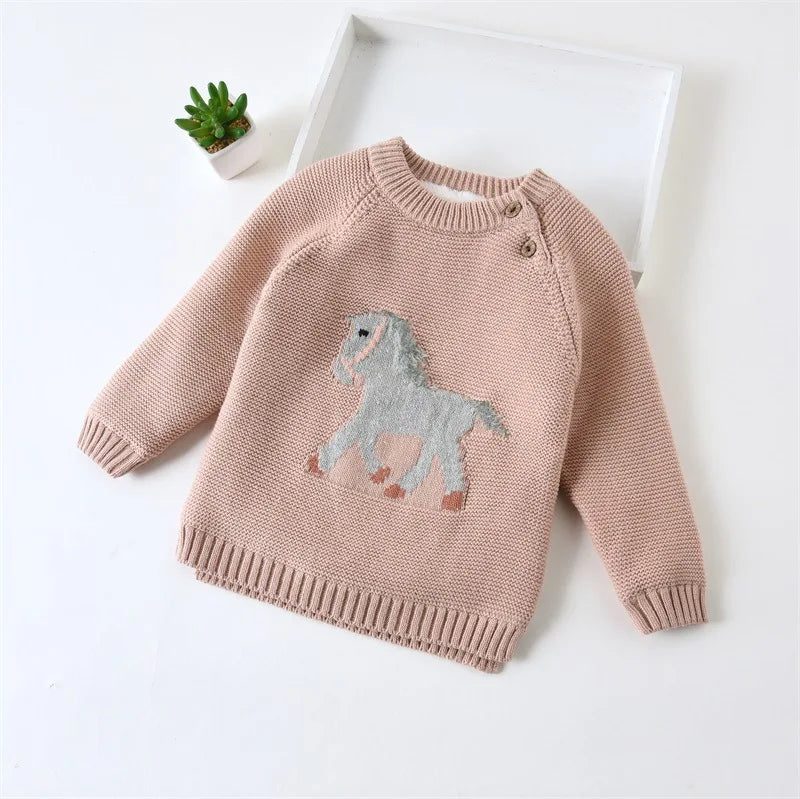 Autumn Winter Kids Baby Boys Girls Sweaters Cartoon Wool Pullover Toddler Childrens Warm Sweater Coat Cardigan Thicken Outerwear
