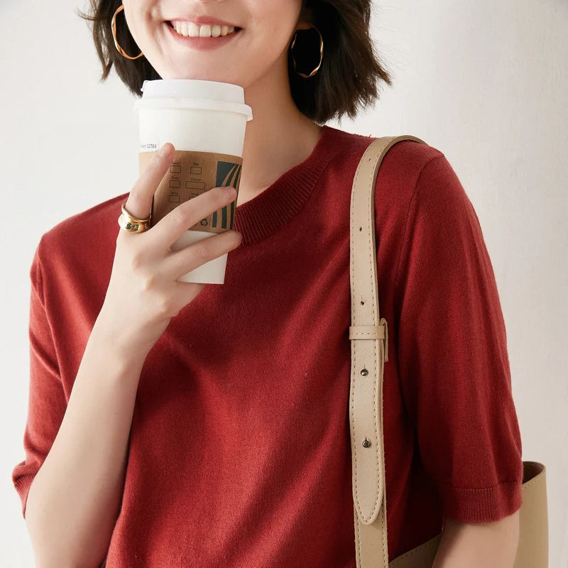 New Arrival Summer Cashmere Wool Sweater Spring Summer Women Solid Short Sleeve O-neck Pullovers Knitted Sweaters