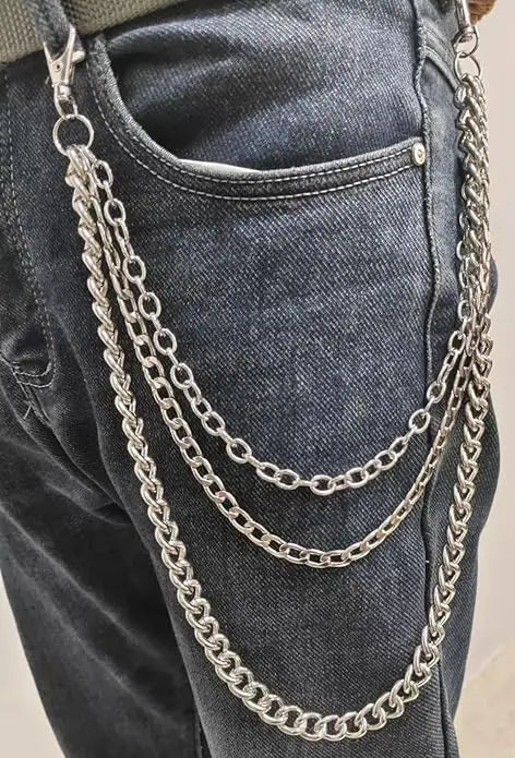 Pants Chain Goth Jean Chains Belt Punk Hip Hop Layered Trousers Chain Wallet Pocket Chains for Women Men Silver Plated