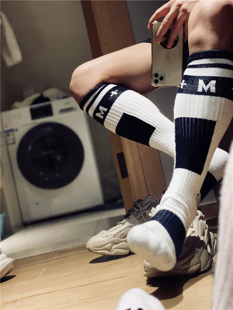 New Design Men Socks Fashion Male Gay Top Vers Bottom Socks Comfortable Football Sports Long Tube Cosplay Stocking Sock