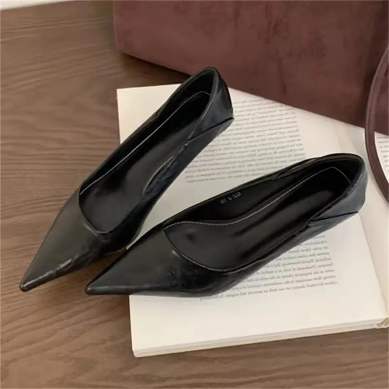 2025 Summer Latest Design Women's High Heels Sexy Leopard Pattern Shallow Mouth Hard-Wearing Platform Shoes Pointed Fashion