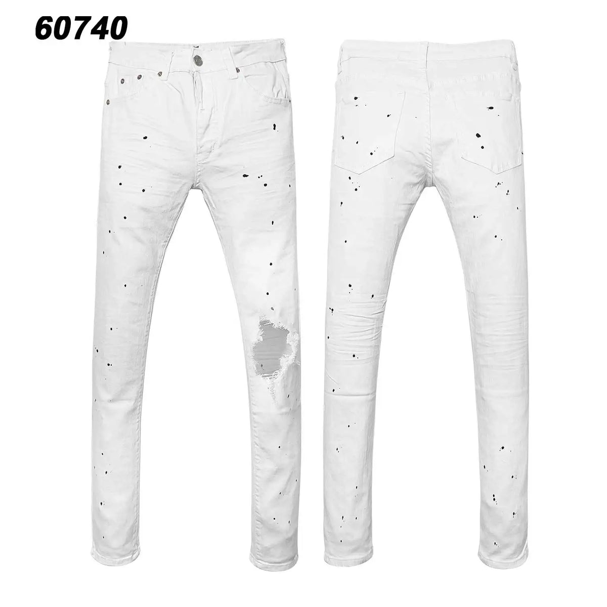 Wholesale Streetwear Jeans Pleated Tapered Trousers Men Elastic Damaged Beggi Pants Slim Fit Jeans