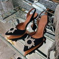 Luxury Chaussure En Talon Custom Slingback Diamond Fashion Kitten Comfortable Shoes Women Heels for Ladies