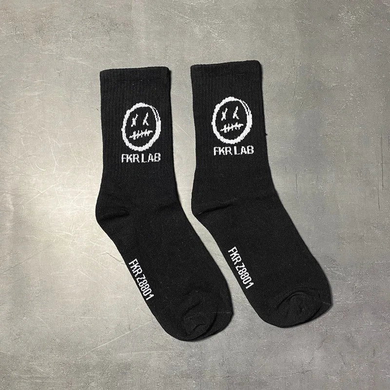 Anime Socks Men Women Couples Grimace Tall Hip hop Wild Happy Funny Street Fashion Cartoon Korean College Style Basketball Socks