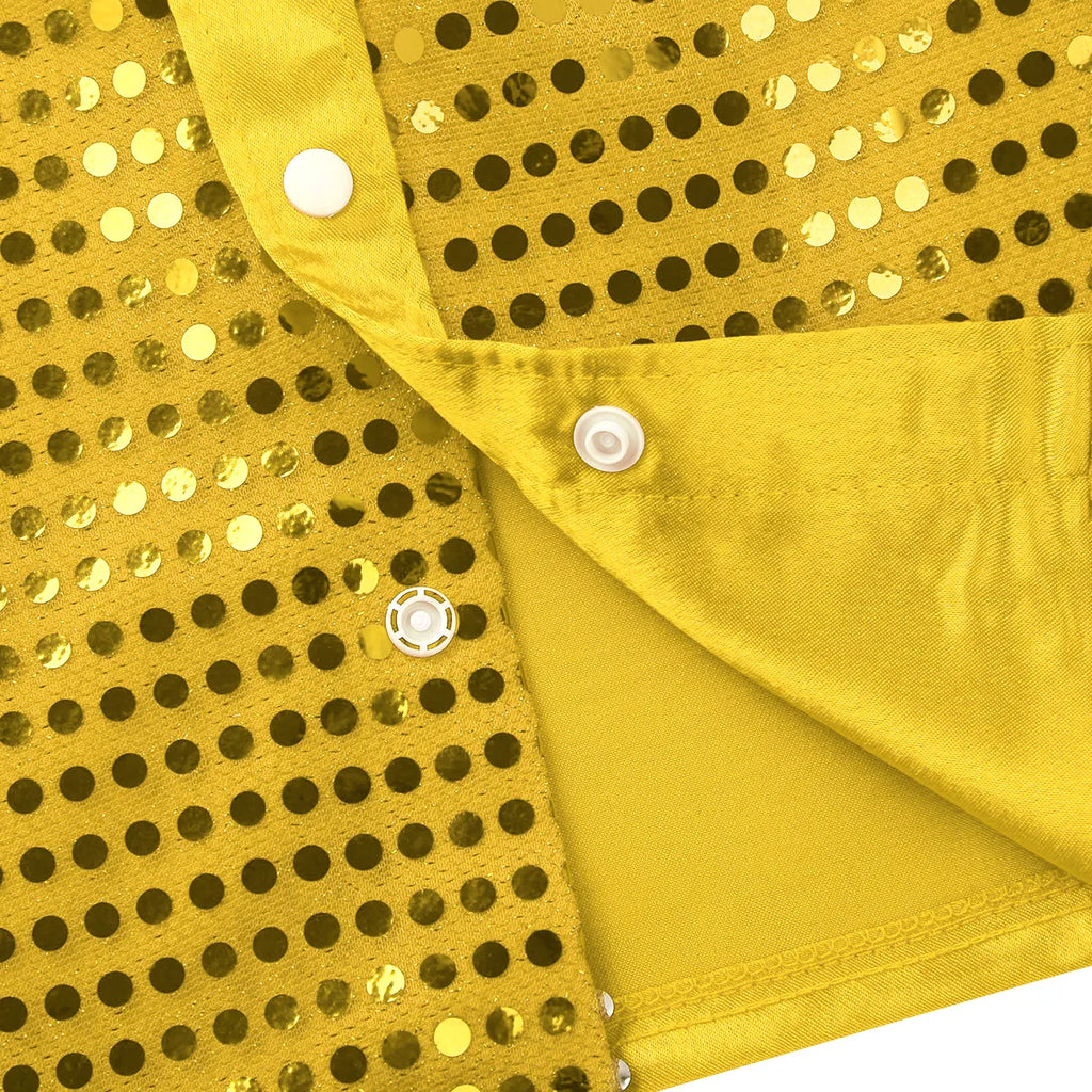 Kids Boys Sequined Shirts Shiny Long Sleeve Shirt Tops Button-Down Shirts Fashion Choir Jazz Dance Costumes Performance Clothes