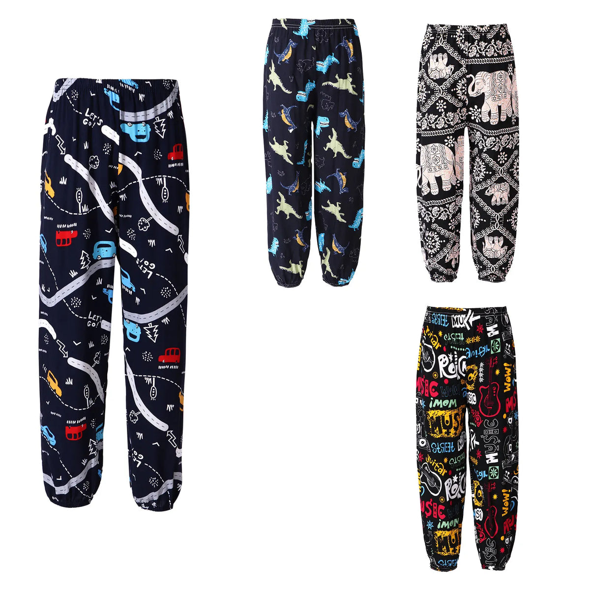 Kids Girls Boys Pants Summer Casual Dance Sports Harem Pants Cute Cartoon Printed Trousers 4 6 8 10 12 Years Children Clothing
