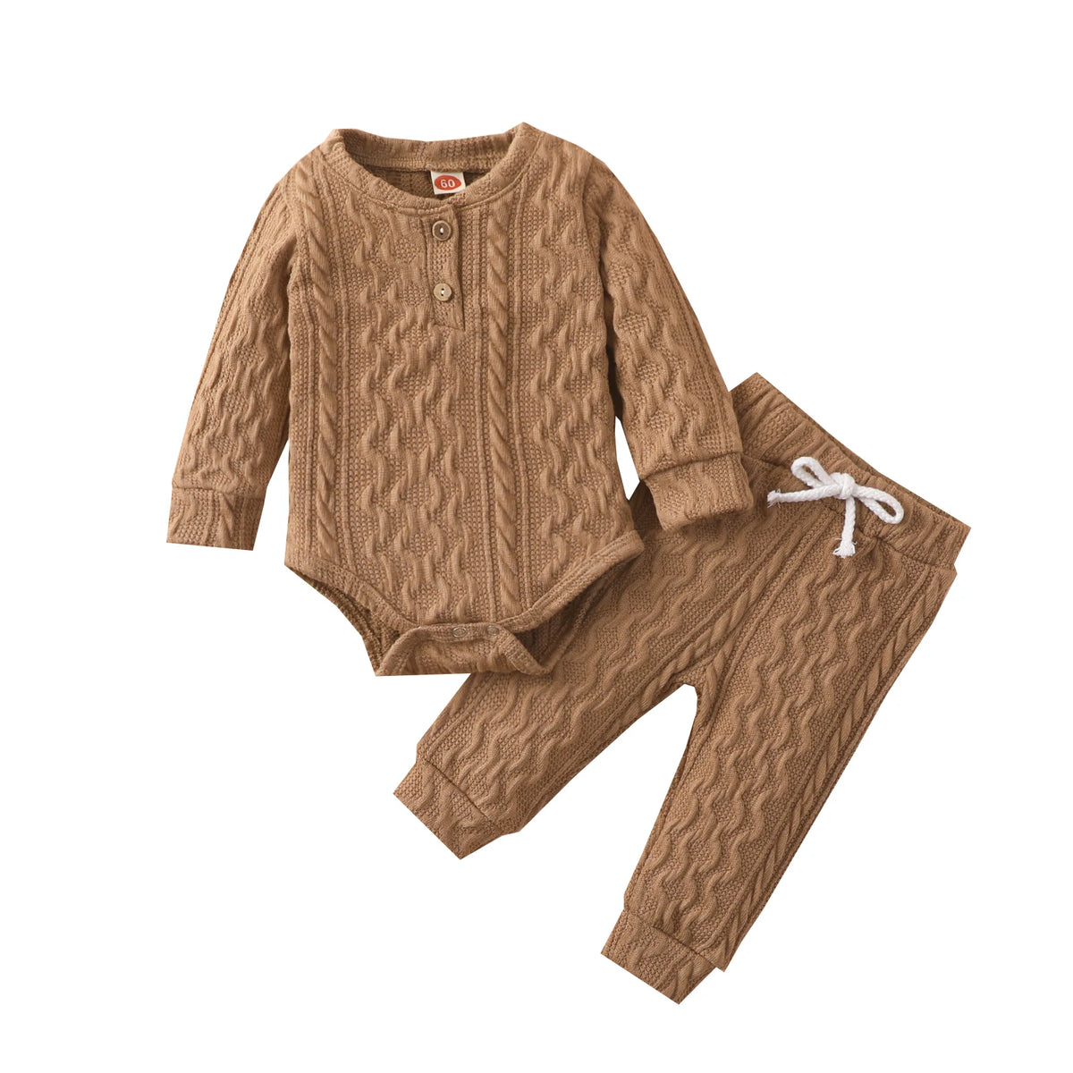 Citgeett Autumn Solid Infant Baby Girl Romper Tops Pants Suit Long Sleeve Button Sweater Knitting Casual Trousers Clothes
