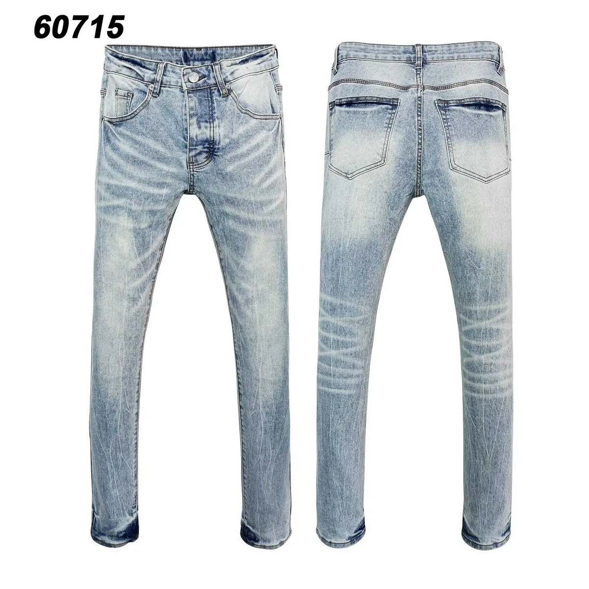 Wholesale Streetwear Jeans Pleated Tapered Trousers Men Elastic Damaged Beggi Pants Slim Fit Jeans