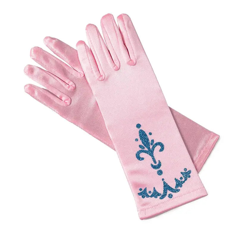 Kids Princess Cosplay Gloves Baby Girl Anna Dress Up Mitten Bows Printed Party Gloves Children Fingerless Oversleeve For Gilrs