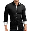 Casual Slim Fit Black Dress Shirts Men Brand High Quality Long Sleeve Full OEM Service Adults Solid Plain Dyed Smart Casual