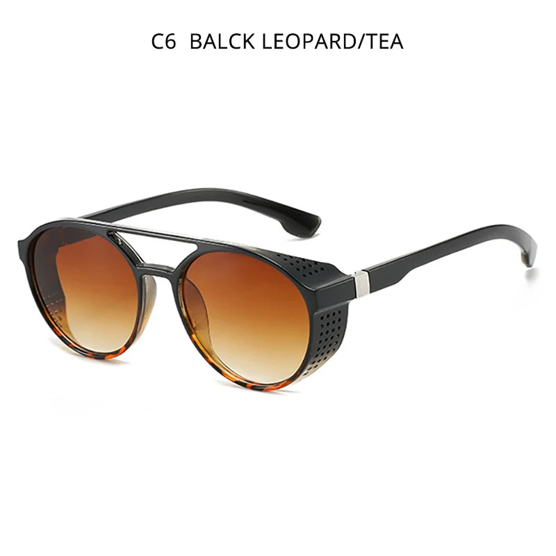 Classic Steampunk Sunglasses Men Fashion Round Glasses For Male Vintage Brand Designer Eyeglasses Shades Outdoor UV400