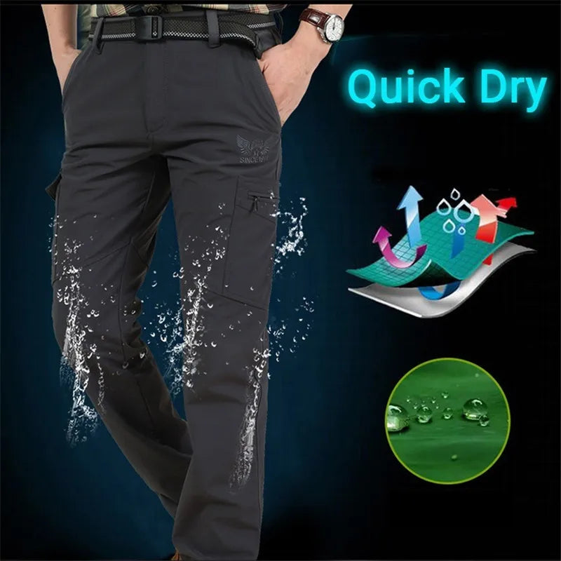 Men's Summer Quick Dry Trousers Lightweight Tactical Pants Thin Casual Breathable Cargo Pants ArmyMilitary Style Long Trousers