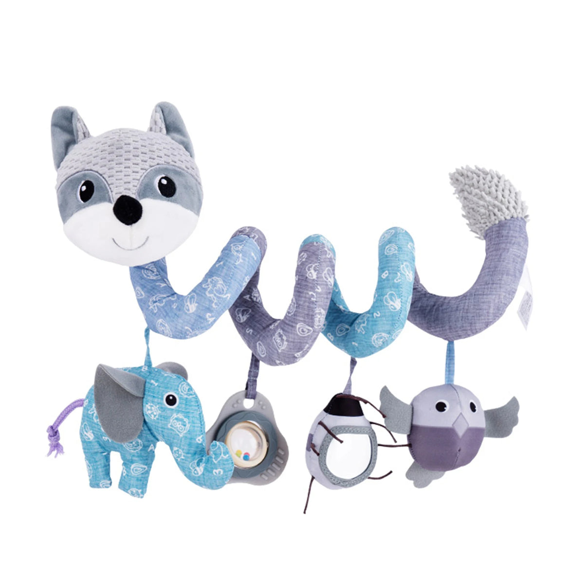Plush Kids Sensory Pattern PP Cotton Cloth Toys Spiral Newborn Baby Rattle Bed Bell Stroller Toy with Music