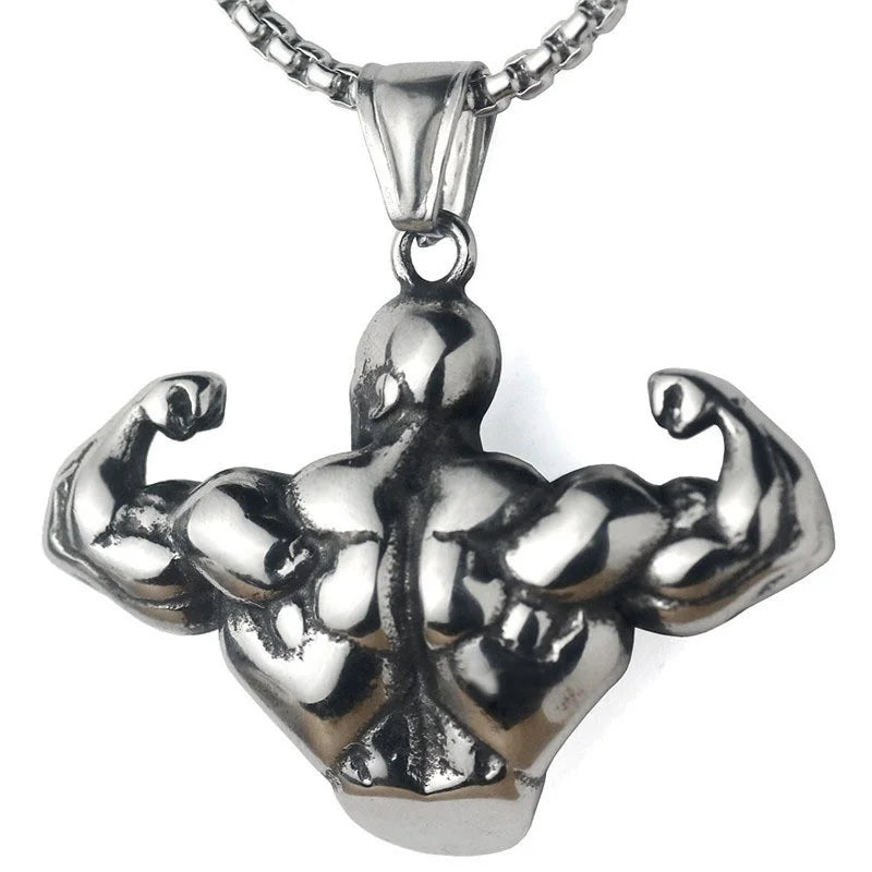 Bodybuilding Arm Muscular Men Pendant Men's Sports Fitness Necklace Fashion Creative Personality Jewelry Accessories