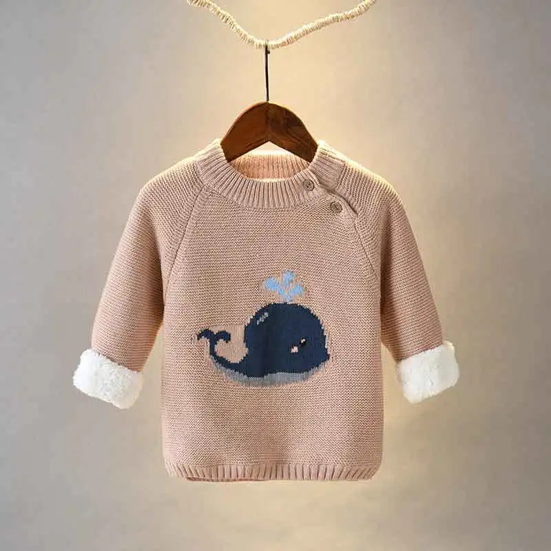 Autumn Winter Kids Baby Boys Girls Sweaters Cartoon Wool Pullover Toddler Childrens Warm Sweater Coat Cardigan Thicken Outerwear
