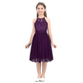 Kid Flower Girls Dress for Birthday Wedding Evening Children Halter Neck Lace Chiffon Princess Formal Party Kids Dress For Girls
