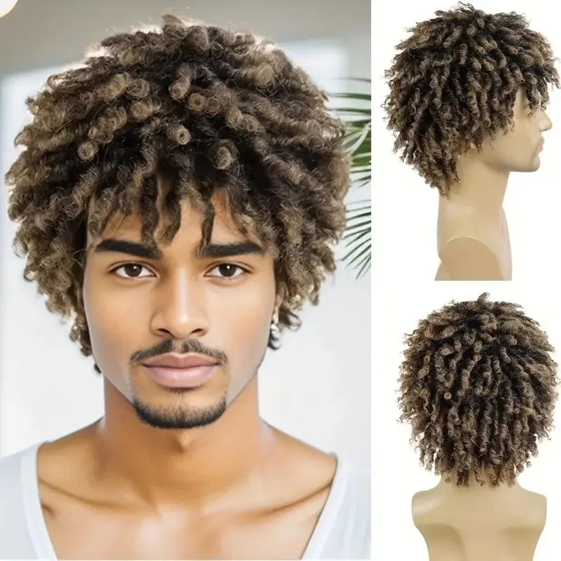 Xuchang Chemical Fiber New Product African Men's/ Women's Dirty Braid Wig Headset Black Tube Roll Small Roll Wig