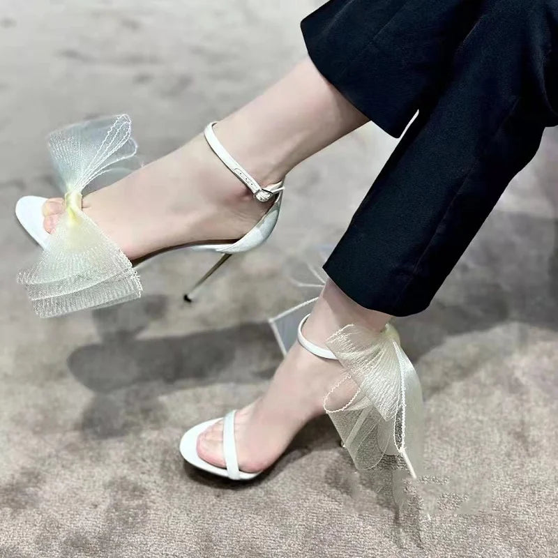 Brand New Designer 2025 Wedding Sandals Women Big Bow Knot Dress Party Fashion Sexy Ladies Shoes Pumps High Heels