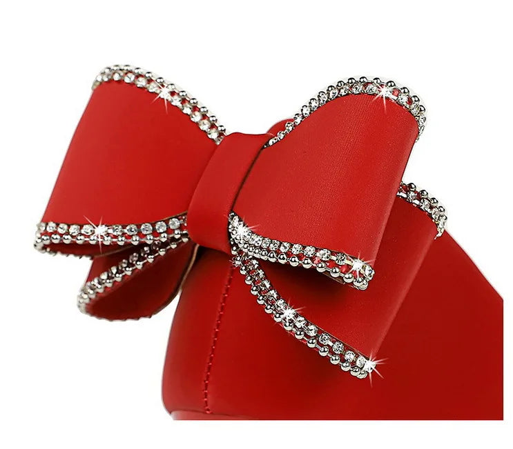Designer Women's Pumps 20023 Satin Bow Shoes Female Sweet Stiletto Heels for Ladies