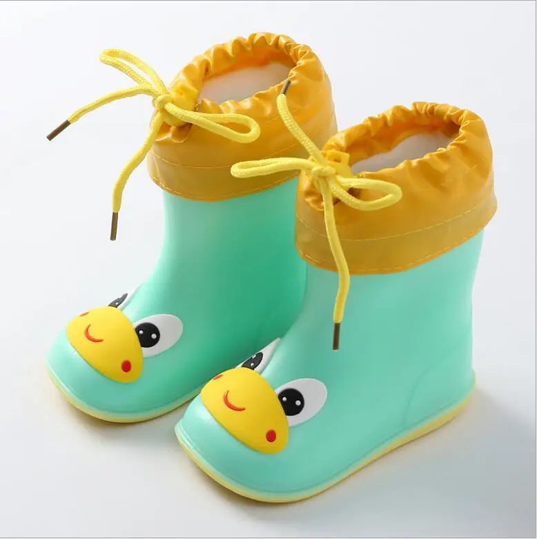 Classic Kids Rain Boots Rubber Boots For Children PVC Kids Baby Cartoon Shoes Water Shoes Waterproof Rain Boot Non-slip Warm