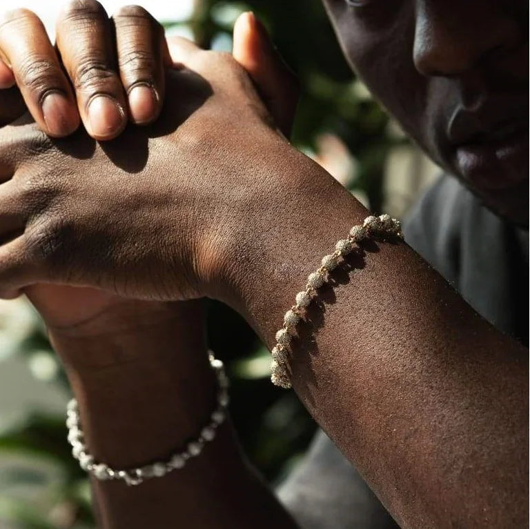 Wholesale Iced Out Bling Hip Hop Rock Men Jewelry Micro Pave CZ Ball Linked Beaded Bracelet 2026