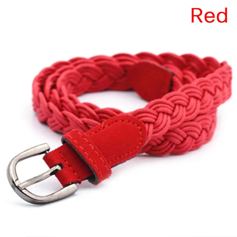 Women Brown White Weave Belt Hemp Rope Braid Belt Female Belt For Dress Clothing