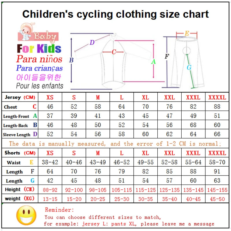 High Quality Kids Cycling Clothing Summer Kids Jersey Set Biking Long Sleeve Clothes Suit MTB Children's Cycling Wear 2021
