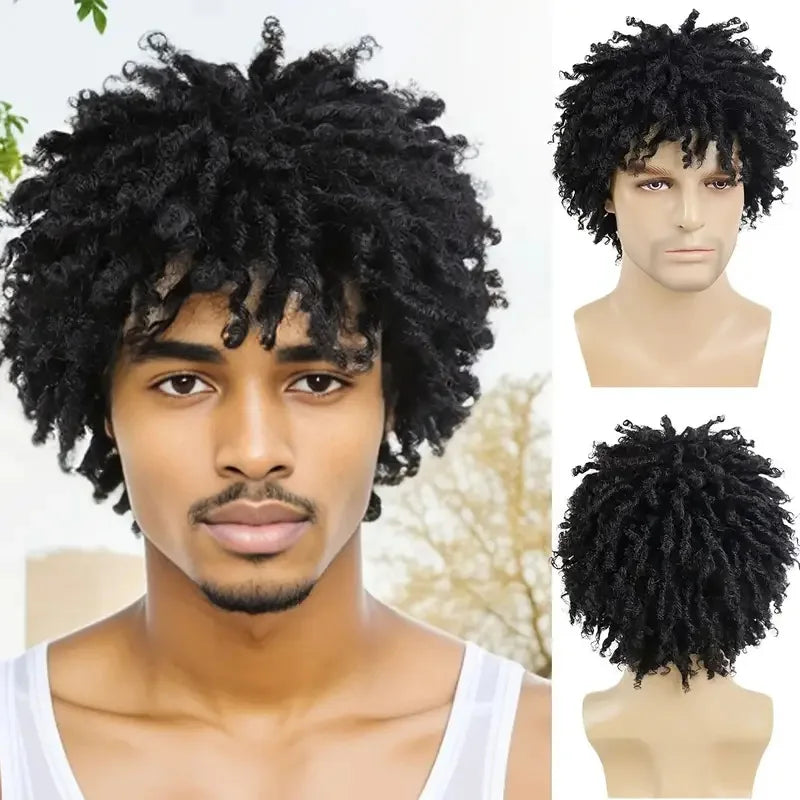 Xuchang Chemical Fiber New Product African Men's/ Women's Dirty Braid Wig Headset Black Tube Roll Small Roll Wig