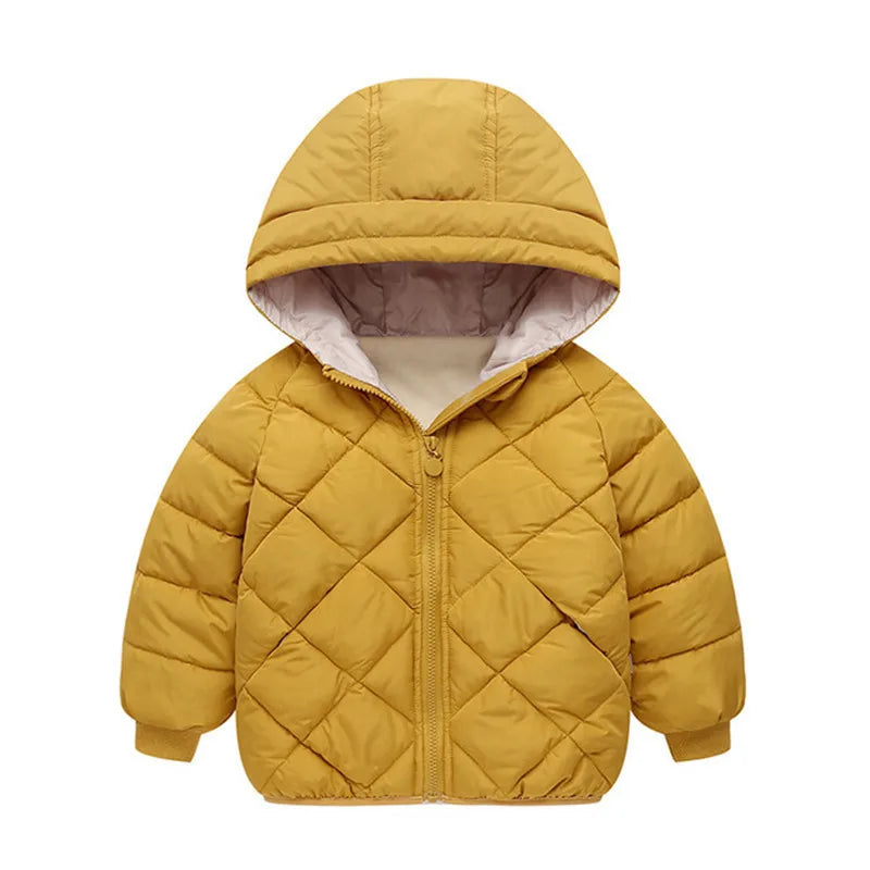 1-8 Years Spring Autumn Boys Girls Jacket Thick Fleece-lined Grid Design Hooded Coat For Kids Children Outdoor Outerwear