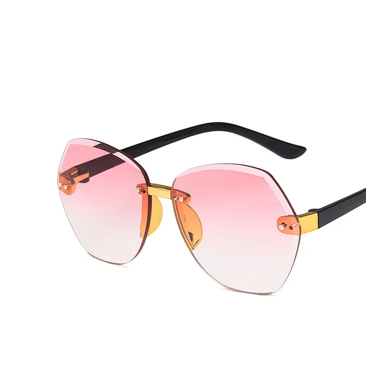 New Fashion Sunglasses for Kids Punk Oversize irregular Frameless Polygon UV400 Glasses Children Oculos De Sol Masculino