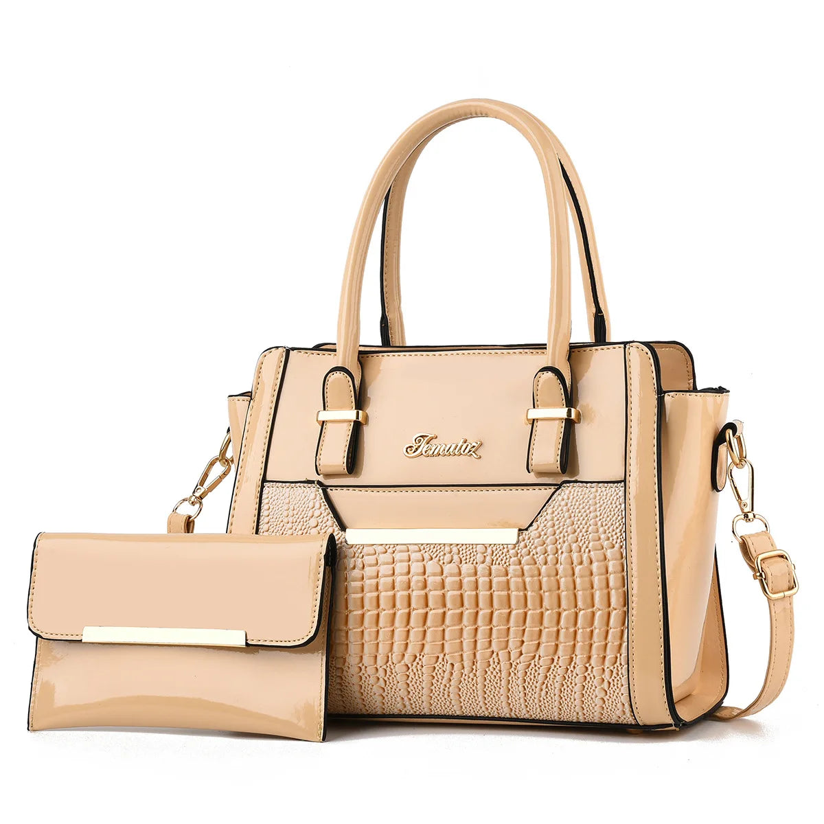 2024 New 2-piece Women's Premium PU Handbag Wholesale Leather Women's Stone Pressed Alligator Skin logo Shoulder Tote Bag