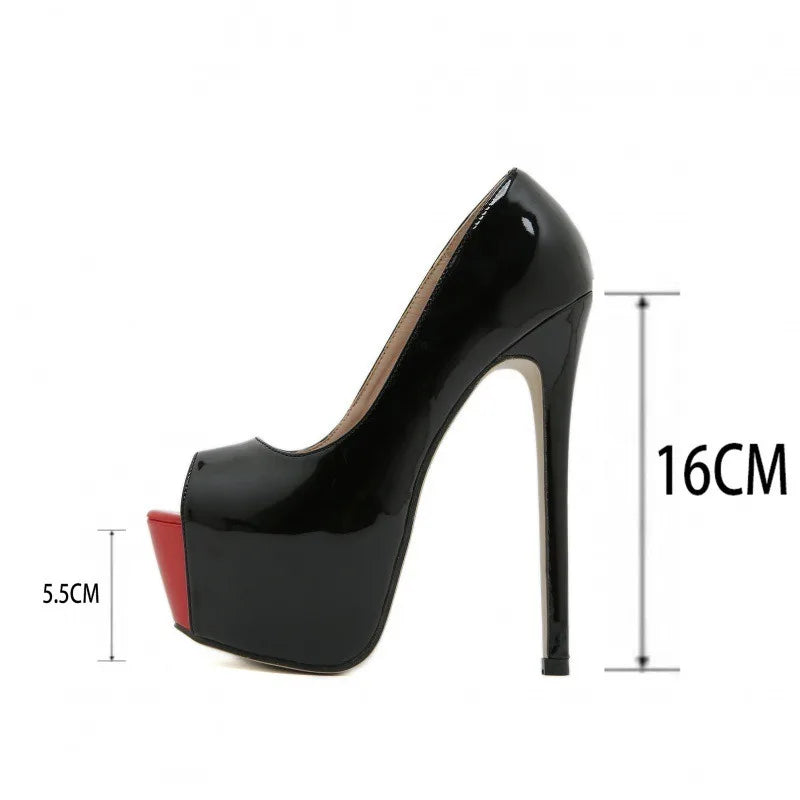 2026 Women's Super High 16CM Heels Platform Shoes New Lightweight Breathable Heel Pumps Thin Heel Parties Leather Upper