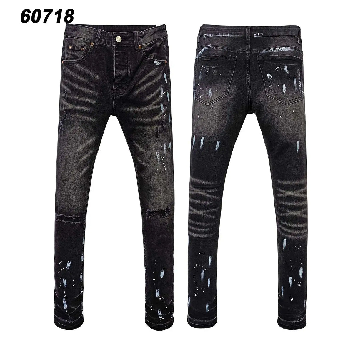 Wholesale Streetwear Jeans Pleated Tapered Trousers Men Elastic Damaged Beggi Pants Slim Fit Jeans