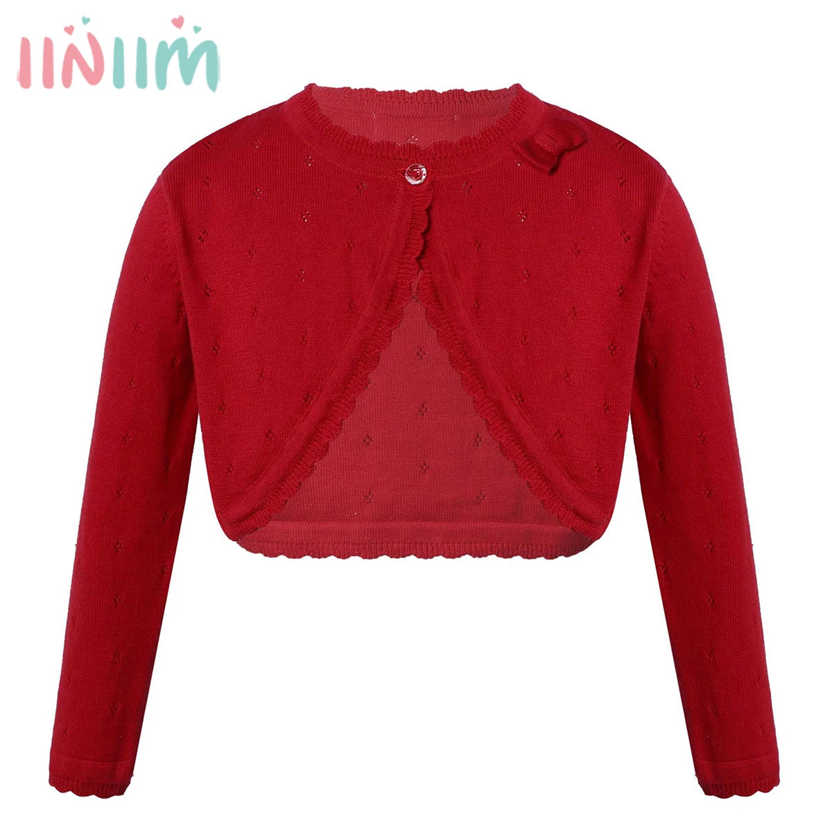 Bow Red Kids Cardigan Sweater Girl Outerwear Long Sleeve Cotton Girls Jacket For 2 4 6 8 10 12 13 Years Old Children Clothes